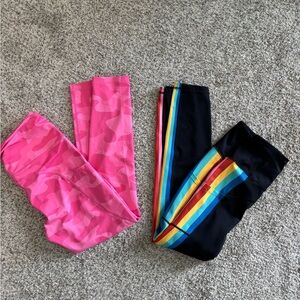 Pink Camo and Rainbow Stripe Leggings